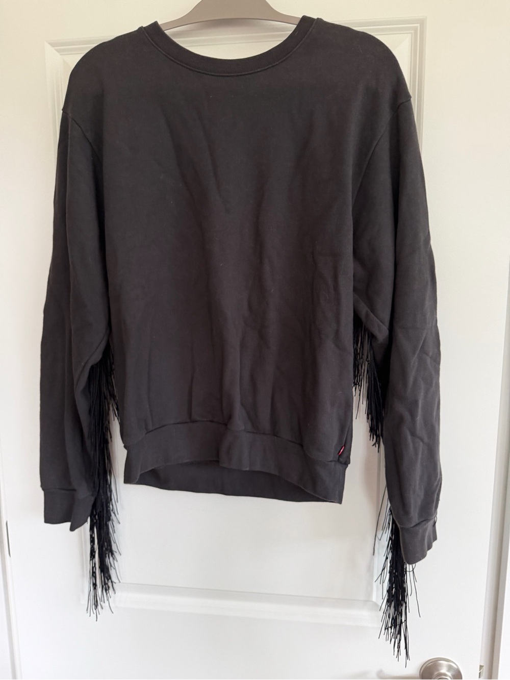 Black Fringe Sleeve Women's Sweatshirt